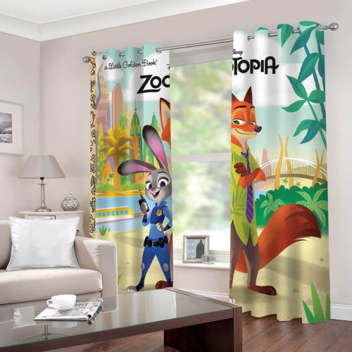 2 Panels Zootopia Curtains Blackout Window Drapes For Room Decoration