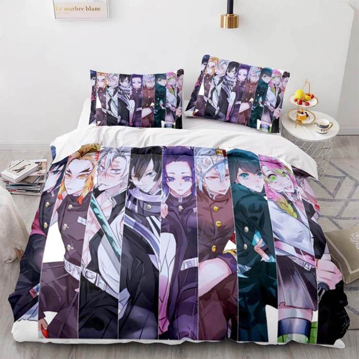Japan Anime Demon Slayer Bedding Set Cosplay Duvet Cover Bed Sets