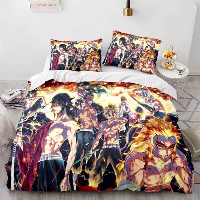 Demon Slayer Bedding Set Cosplay Duvet Cover Bed Sheet Without Filler