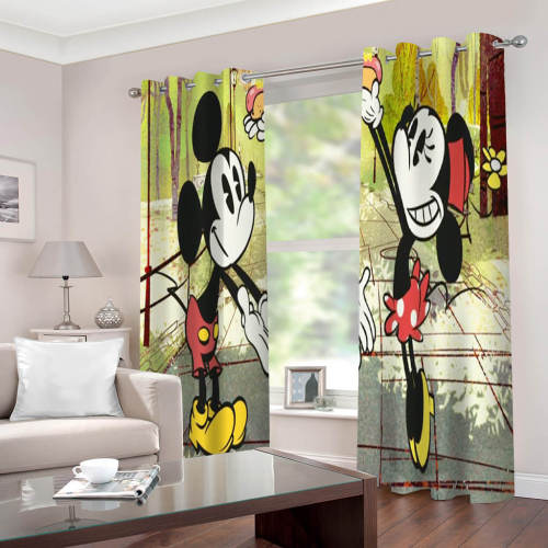 Mickey Mouse Curtains 2 Panels Blackout Window Drapes For Room Decoration