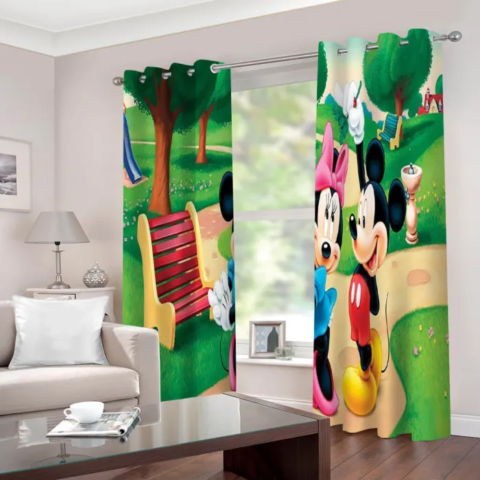 Mickey Mouse Curtains 2 Panels Blackout Window Drapes For Room Decoration
