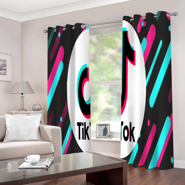 Tiktok Curtains 2 Panels Blackout Window Drapes For Room Decoration