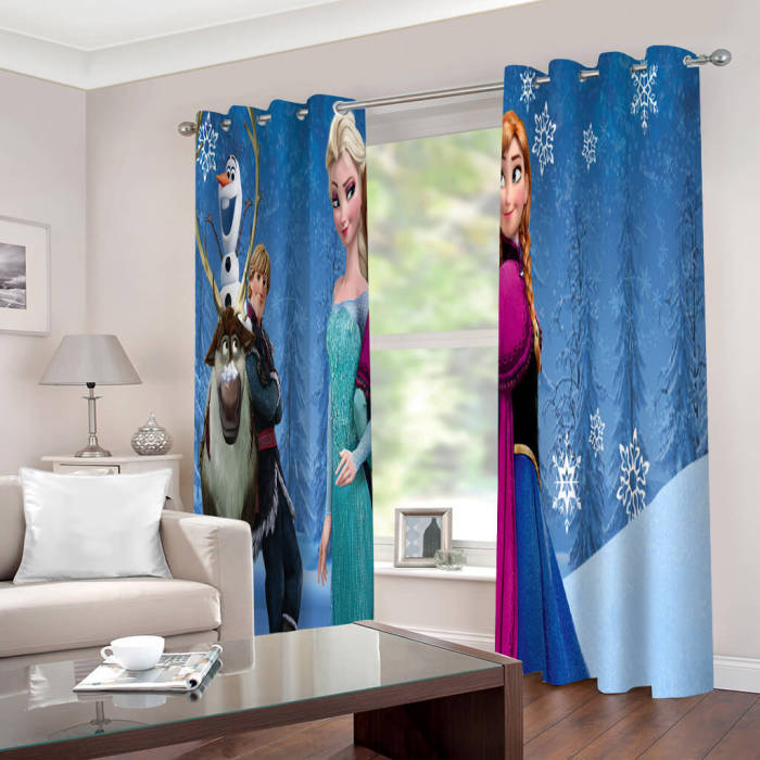 Frozen Elsa Anna Curtains Blackout Window Drapes For Room Decoration