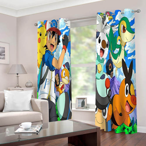 Pokémon Pikachu Curtains Blackout Window Drapes For Room Decoration