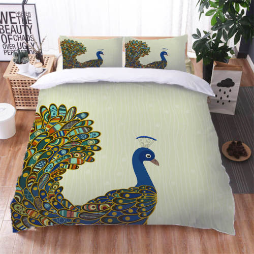 Peacock Pattern Bedding Set Quilt Duvet Cover Bed Sheet Sets