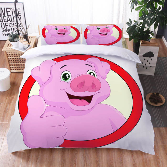 Cute Pig Pattern Bedding Set Quilt Duvet Cover Bed Sheet Bed Sets