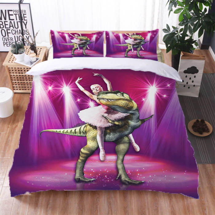 Dinosaur Pattern Bedding Set Quilt Duvet Cover Bed Sheet Sets