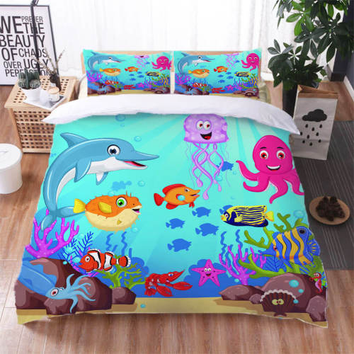 Cartoon Undersea World Bedding Set Quilt Duvet Cover Bed Sheet Sets
