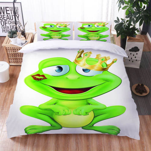 Frog Pattern Bedding Set Quilt Duvet Cover Bed Sheet Sets