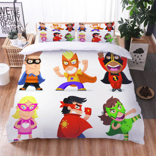 Cartoon Superman Bedding Set Quilt Duvet Cover Kids Bed Sheet Sets