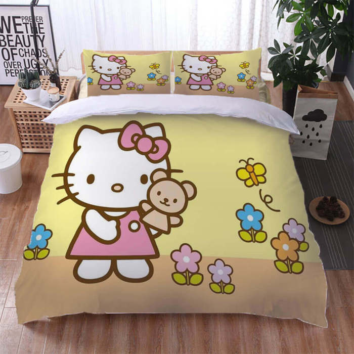 Hello Kitty  Bedding Set Cosplay Quilt Duvet Cover Bed Sheet Sets