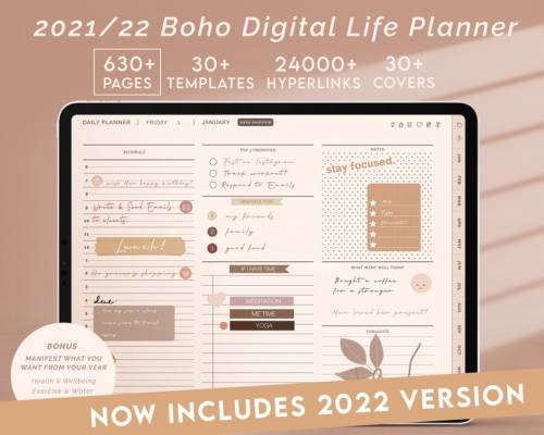 Digital Planner Goodnotes , , Minimal Boho Daily Planner, Notability Planner, Digital Planner Ipad / Android