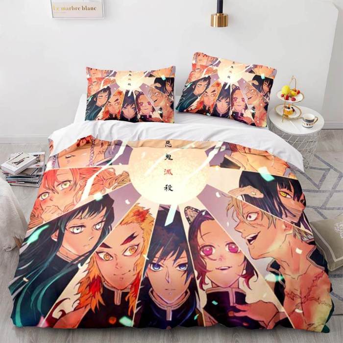 Japan Anime Demon Slayer Bedding Set Cosplay Duvet Cover Bed Sets