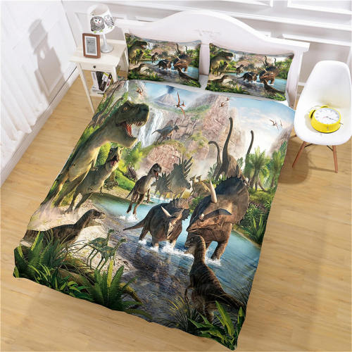 Cartoon Dinosaur Bedding Set Cosplay Quilt Duvet Cover Bed Sheet Sets