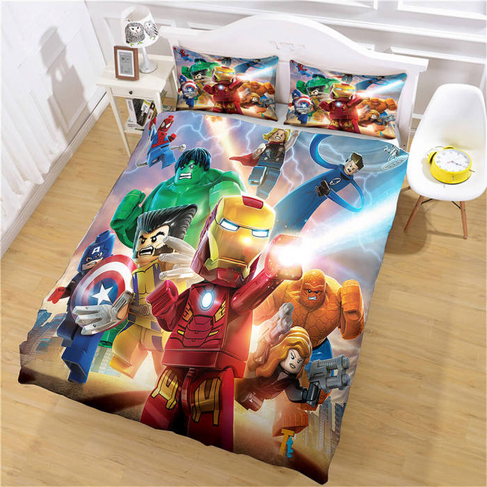 Marvel Avengers Bedding Set Quilt Cosplay Duvet Cover Bed Sheet Sets