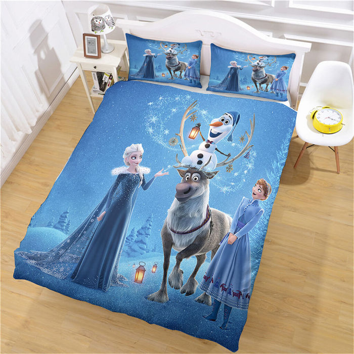 Frozen Elsa Anna Bedding Set Quilt Cosplay Duvet Cover Bed Sheet Sets