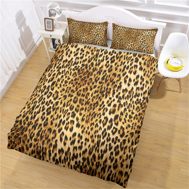 Leopard Print Bedding Set Quilt Cosplay Duvet Cover Bed Sheet Sets