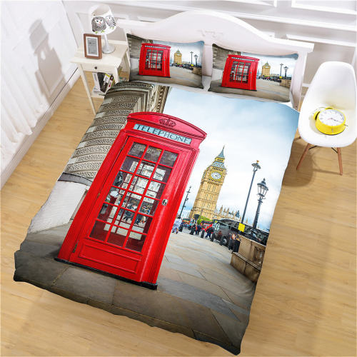Classic Retro Phone Booth Bedding Set Quilt Duvet Cover Bed Sheet Sets