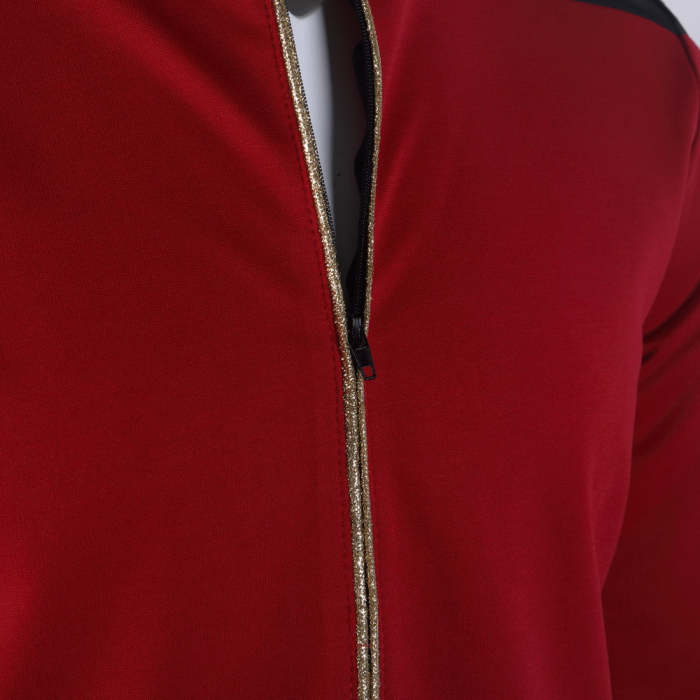 Star Trek The Next Generation Tng  Admiral Tunic Uniforms Red Gold Men Shirts Halloween Cosplay Costumes