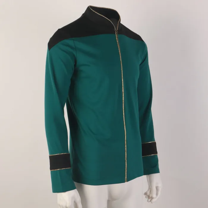 Star Trek The Next Generation Tng  Admiral Tunic Uniforms Red Gold Men Shirts Halloween Cosplay Costumes