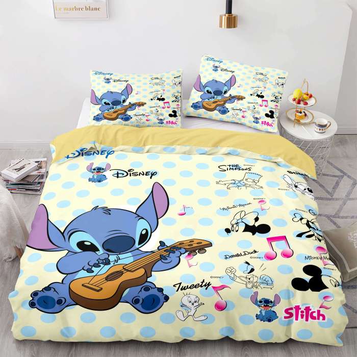 Stitch And Scrump Bedding Set Cosplay Quilt Duvet Cover Bed Sets