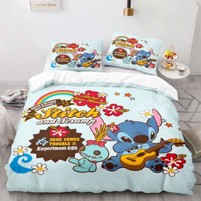 Stitch And Scrump Bedding Set Cosplay Quilt Duvet Cover Bed Sets