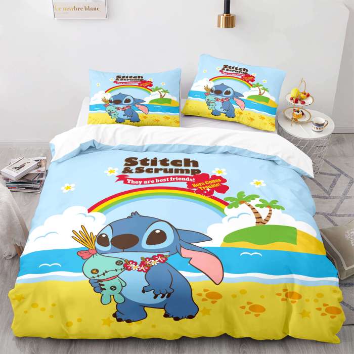 Stitch And Scrump Bedding Set Cosplay Quilt Duvet Cover Bed Sheet Sets