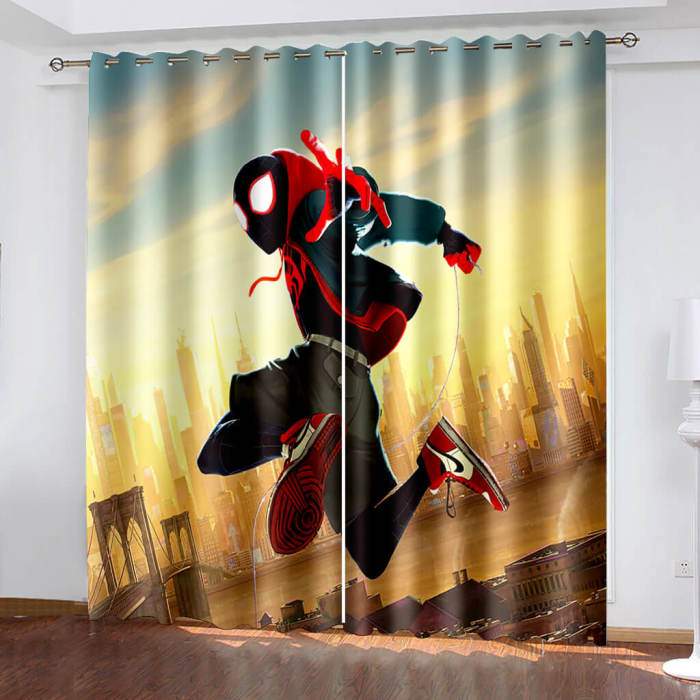 Spiderman Curtains Cosplay Blackout Window Treatments Drapes For Room Decor