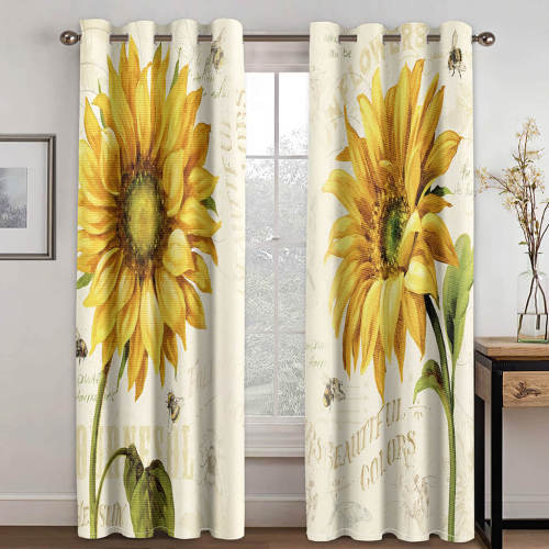 Sunflower Curtains Blackout Window Treatments Drapes For Room Decoration