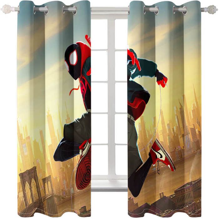 Spiderman Curtains Cosplay Blackout Window Treatments Drapes For Room Decor