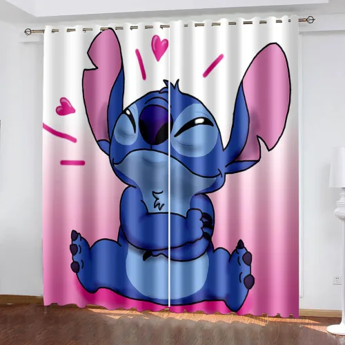 Stitch Curtains Cosplay Blackout Window Treatments Drapes For Room Decor