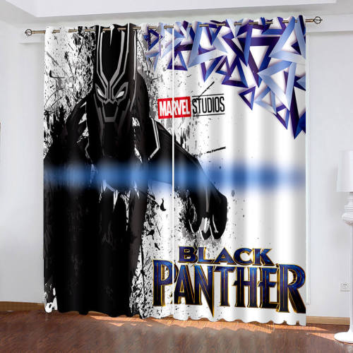 Black Panther Curtains Cosplay Blackout Window Treatments Drapes