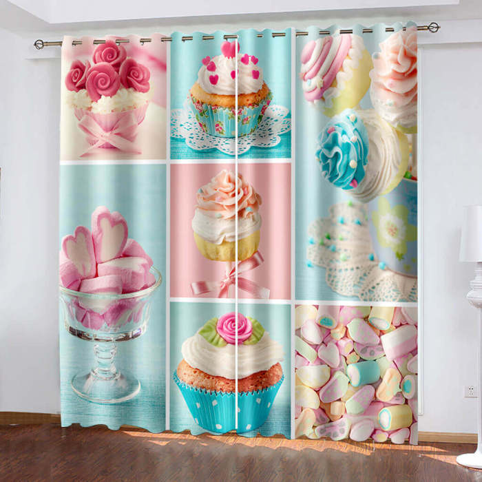 Ice Cream Curtains Blackout Window Treatments Drapes For Room Decor