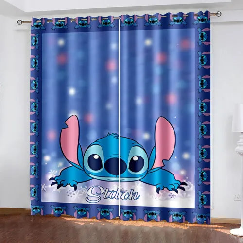 Cartoon Stitch Curtains Blackout Window Treatments Drapes For Room Decor