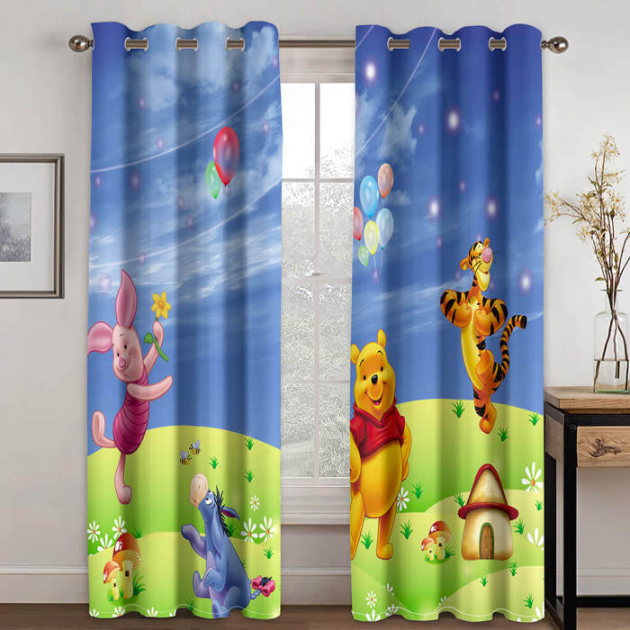 Winnie The Pooh Curtains Blackout Window Treatments Drapes Room Decoration