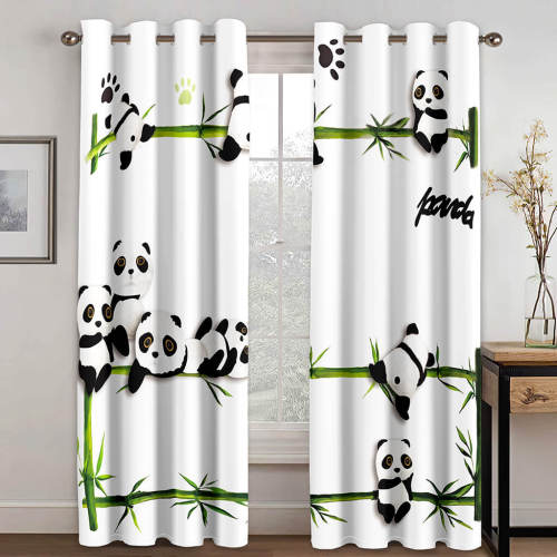 Panda Curtains Blackout Window Treatments Drapes For Room Decoration