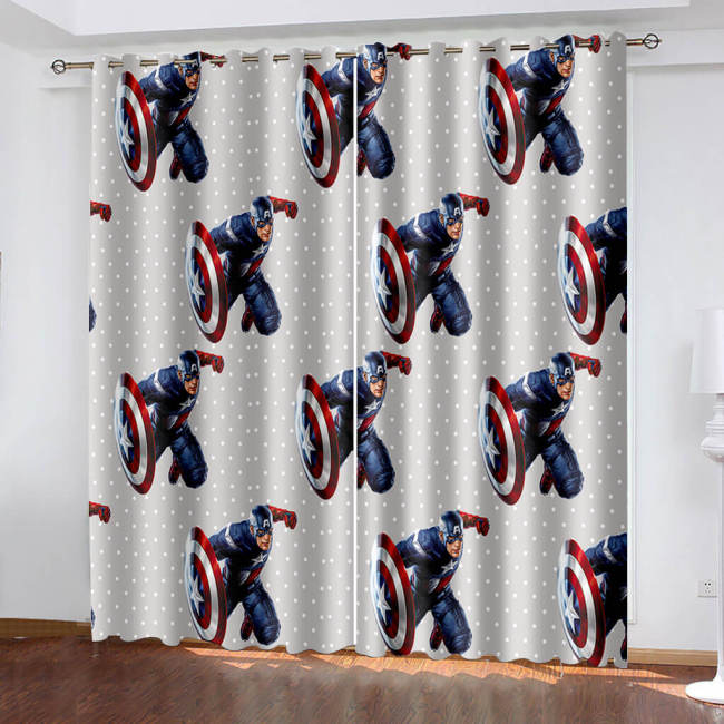 Captain America Curtains Cosplay Blackout Window Treatments Drapes