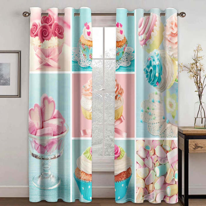 Ice Cream Curtains Blackout Window Treatments Drapes For Room Decor