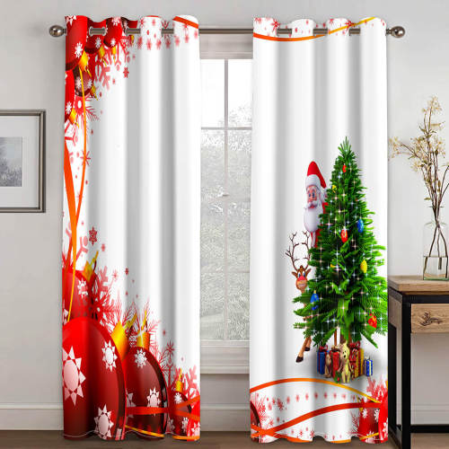 Merry Christmas Curtains Blackout Window Treatments Drapes For Room Decor