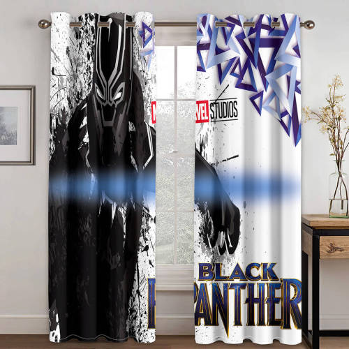 Black Panther Curtains Cosplay Blackout Window Treatments Drapes