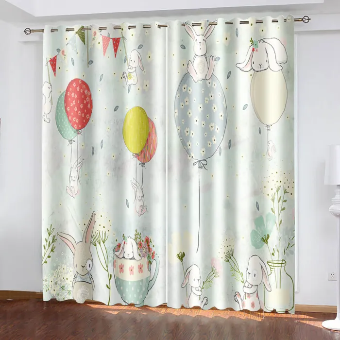Rabbit Curtains Blackout Window Treatments Drapes For Room Decoration