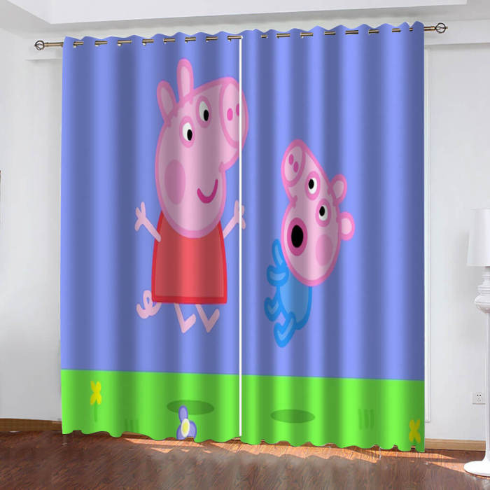 Peppa Pig Curtains Blackout Window Treatments Drapes For Room Decoration
