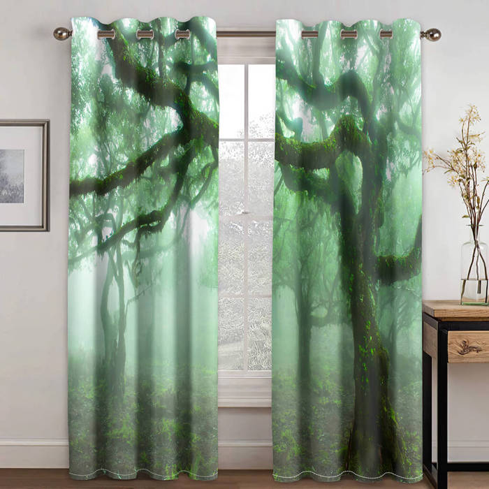 Forest Tree Curtains Blackout Window Treatments Drapes For Room Decor