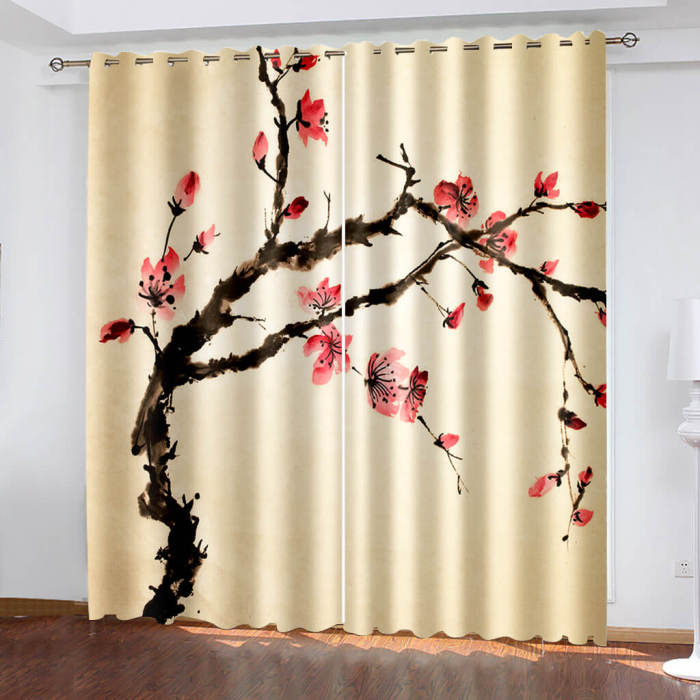 Wintersweet Plum Blossom Curtains Blackout Window Treatments Drapes