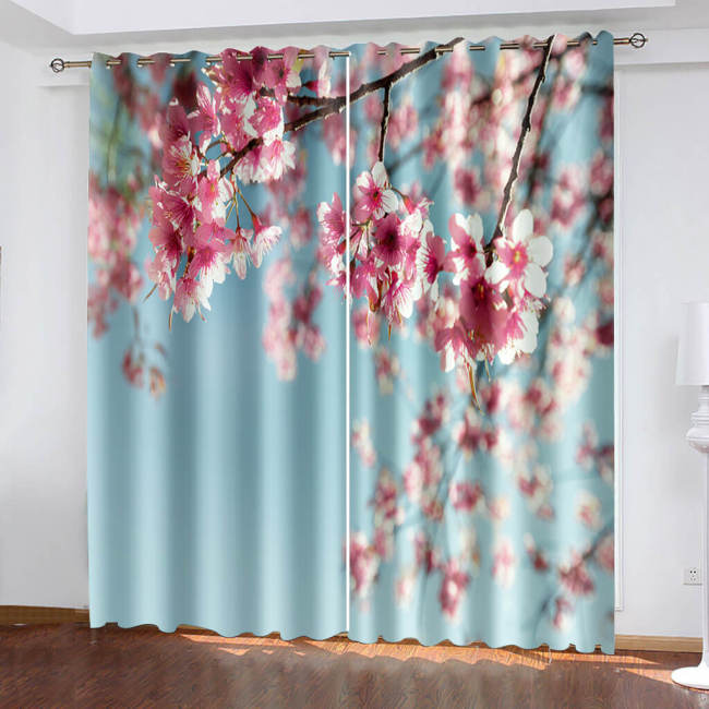 Sakura Curtains Blackout Window Treatments Drapes For Room Decoration