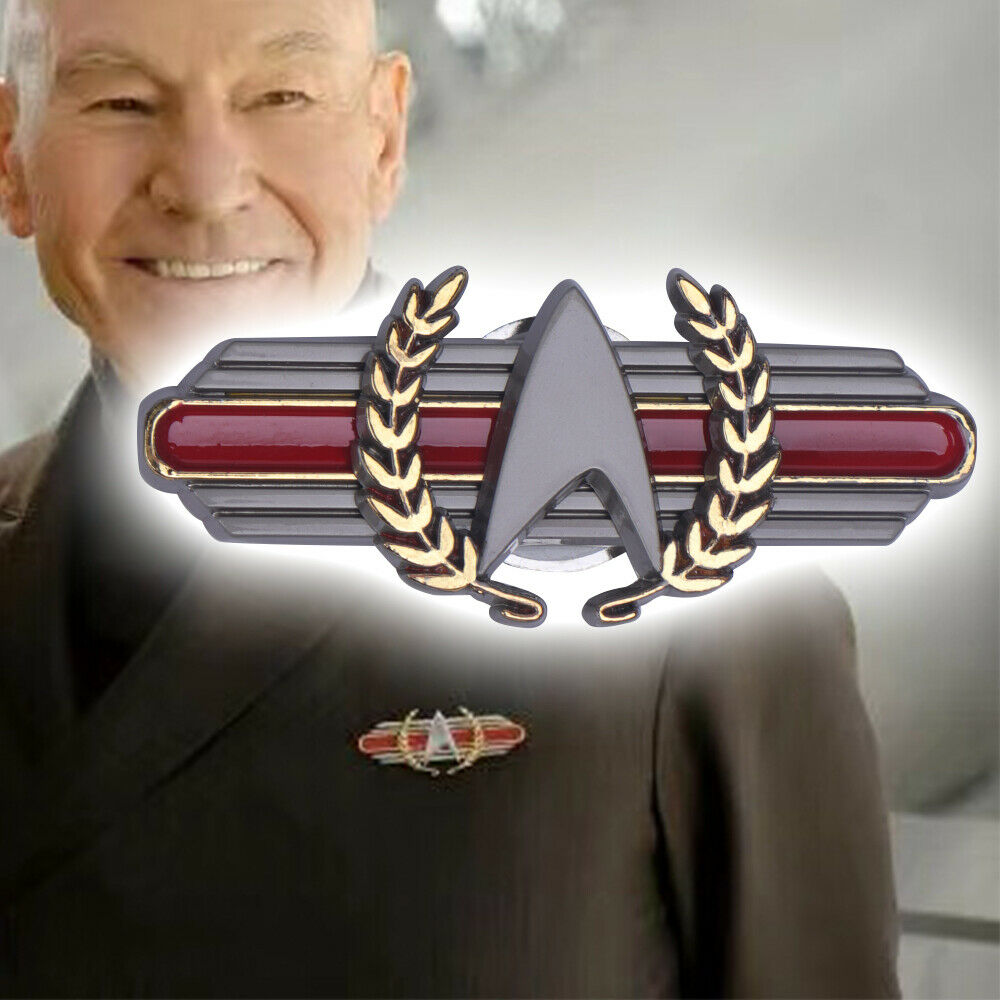 Star Trek Admiral JL Picard Pin The Next Generation Starfleet Gold Badge Brooch 