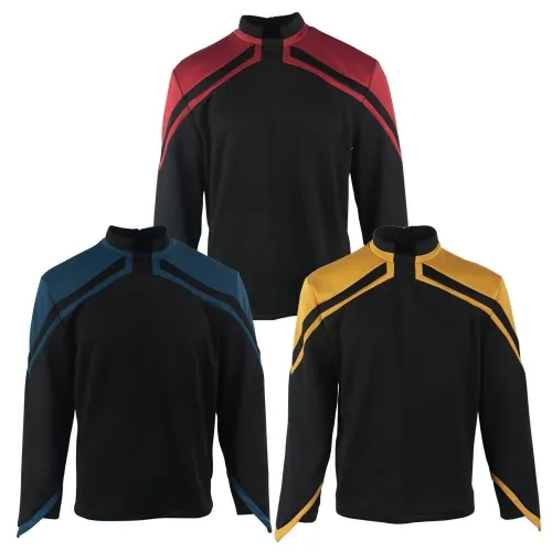 Star Trek Admiral Jl Picard Uniform Cosplay Startfleet Male Red Gold Blue Men Top Shirts Coat Adult Halloween Costume Prop