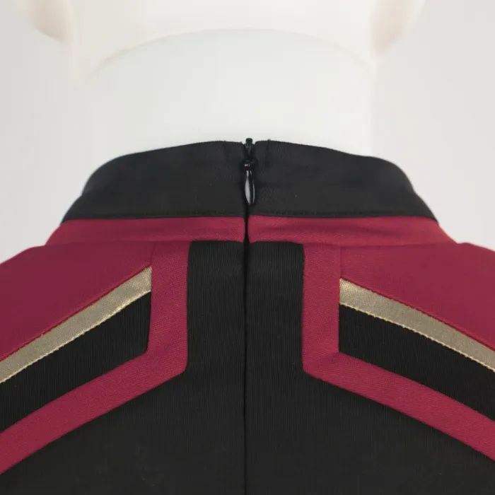 Star Trek Admiral Jl Picard Red Gold Stripe Uniform Shirt Halloween Cosplay Costume