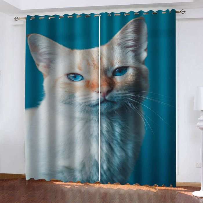 Animal Cute Cat Curtains Blackout Window Drapes