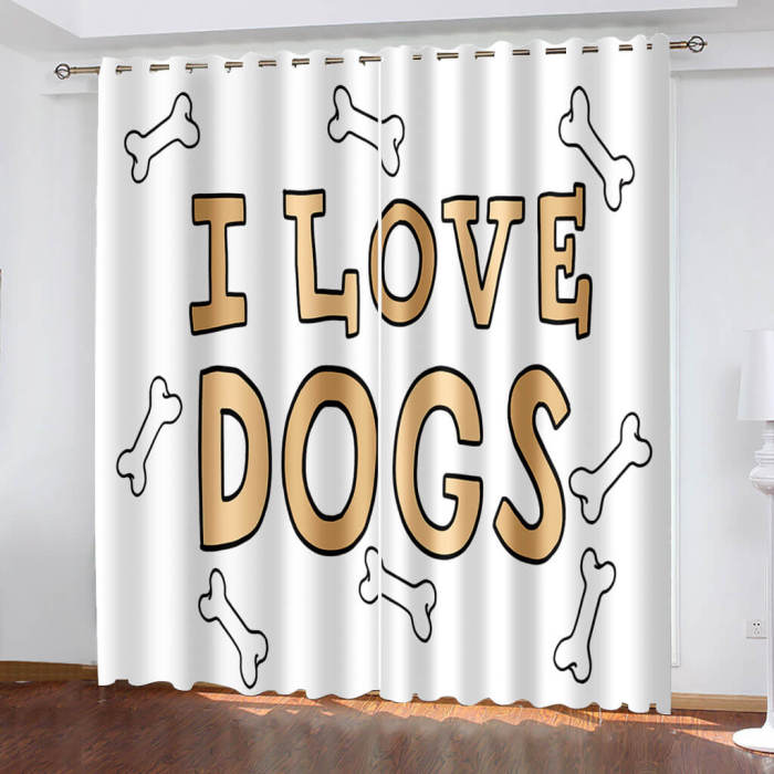 Pet Dogs Curtains Blackout Window Treatments Drapes For Room Decoration